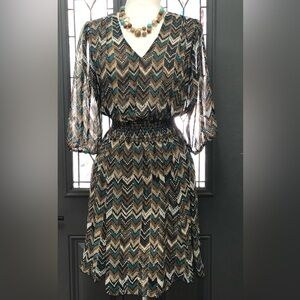 Kate & Lily Chevron Print Mini Chiffon Dress